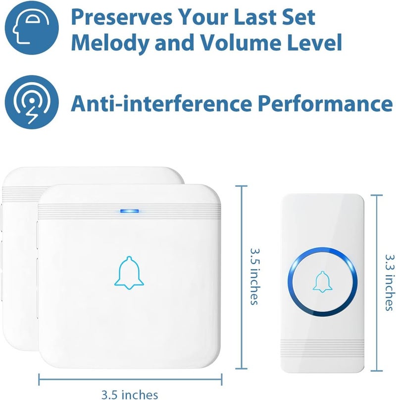 AVANTEK Wireless Doorbell, D-3W Waterproof Door Chime Kit Operating at over 1300 Feet with 2 Plug-In Receivers, 52 Melodies, CD Quality Sound and LED Flash - Image 5