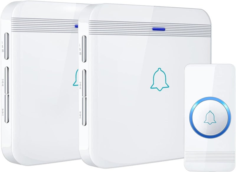 AVANTEK Wireless Doorbell, D-3W Waterproof Door Chime Kit Operating at over 1300 Feet with 2 Plug-In Receivers, 52 Melodies, CD Quality Sound and LED Flash - Image 1