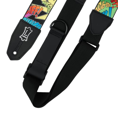 Levy's Levys Leathers Right Height 2 Polyester Guitar Strap with RipChord Quick Adjustment Technology Comic Book Onomatopoeia Motif MPRH36 - Image 3