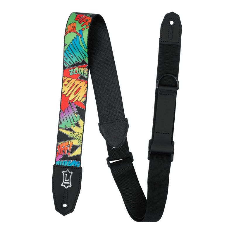 Levy's Levys Leathers Right Height 2 Polyester Guitar Strap with RipChord Quick Adjustment Technology Comic Book Onomatopoeia Motif MPRH36 - Image 2