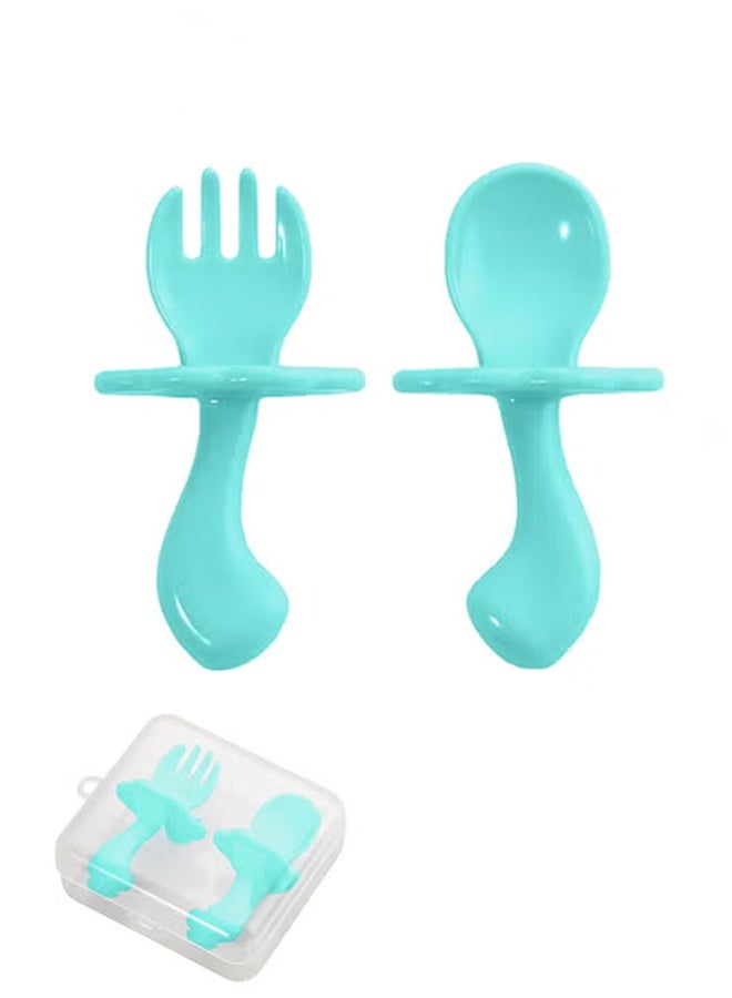 Baby Learning Spoon Children's Cutlery Set, 2-Piece Baby Spoon and Fork Learning to Eat Cutlery - Baby Weaning Accessories Baby Spoon Eat Yourself from 3 Months - Image 1