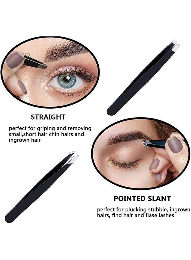 JS Tweezers Set - Professional Stainless Steel Tweezers for Eyebrows - Great Precision for Facial Hair, Ingrown Hair Removal, Facial Hair Removal - Image 3