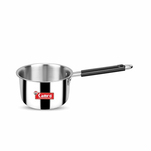 Camro Tripro Triply Artisian (10 No, 1 Liters) Tea Pan MilkPan Saucier Cooking Pot for Chai Boil Warm Herb-Spice-Infusion, Heat Resist Handle, Induction Friendly & Gas Ready 6-Year Warranty - Image 1