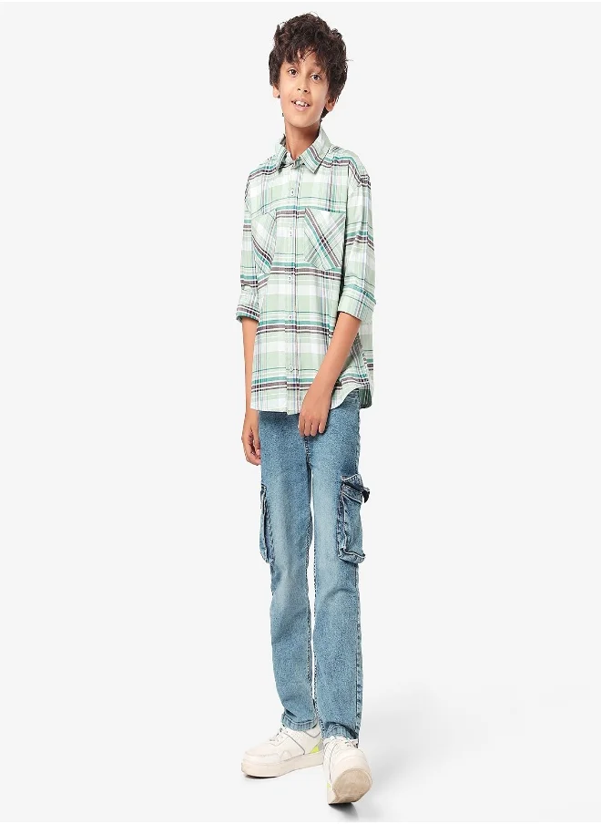 ليلك Boys Checkered Shirt