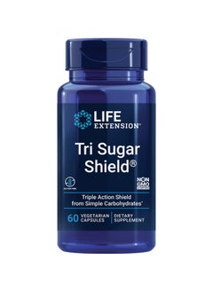 لايف إكستنشن Life Extension Tri Sugar Shield - تعزيز التمثيل الغذائي الصحي للجلوكوز - نخالة الذرة الرفيعة، التوت الأبيض وخلاصة التفاح فلوريدزين - خالٍ من الجلوتين، غير مسبب لمرض السكر، نباتي - 60 كبسولة  - Image 1