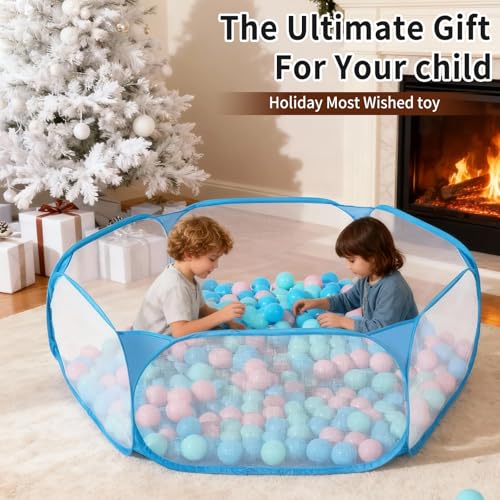 Heopeis Kids Ball Pit Large Pop Up Toddler Ball Pits 47inches Play Tent for Toddlers Girls Boys for IndoorOutdoor Play Tent with Carry Tote Balls Not Included Blue - Image 5