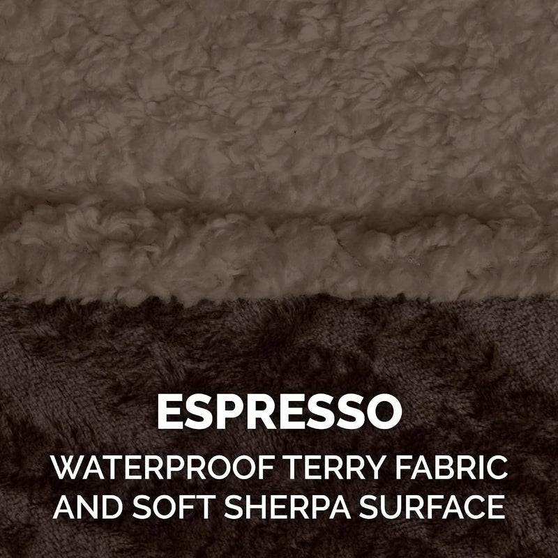 Waterproof & Self-Warming Throw Blanket for Dogs & Indoor Cats, Washable & Reflects Body Heat - Soft-Edged Terry & Sherpa Dog Blanket - Espresso, Large - Image 4