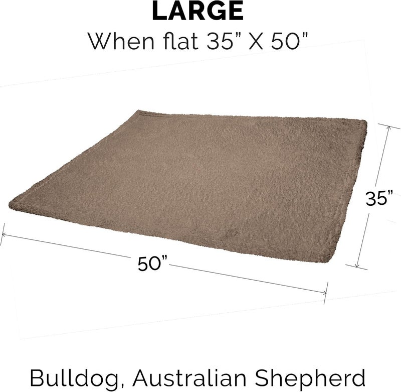 Waterproof & Self-Warming Throw Blanket for Dogs & Indoor Cats, Washable & Reflects Body Heat - Soft-Edged Terry & Sherpa Dog Blanket - Espresso, Large - Image 2