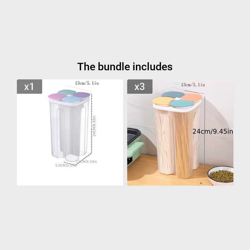 Five Grains Sealed Storage Container with Compartments Suitable for Beans, Legumes & Dry Food - Plastic Moisture-Proof Pantry Organizer with Snap Lid, Multi-Compartment Canister for, Pasta, Cereal, Kitchen & Pantry Shelf - Image 1