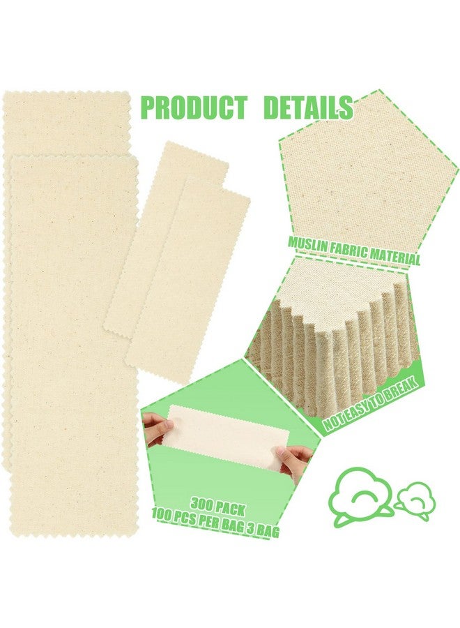 Loopeer 300 Pcs Natural Muslin Epilating Face Wax Strips Hair Removal Eyebrow Precut Waxing Strips Body Facial Cotton Wax Cloth Strip For Women Men (4 X 1.5 Inch 8 X 2.8 Inch)  - Image 4