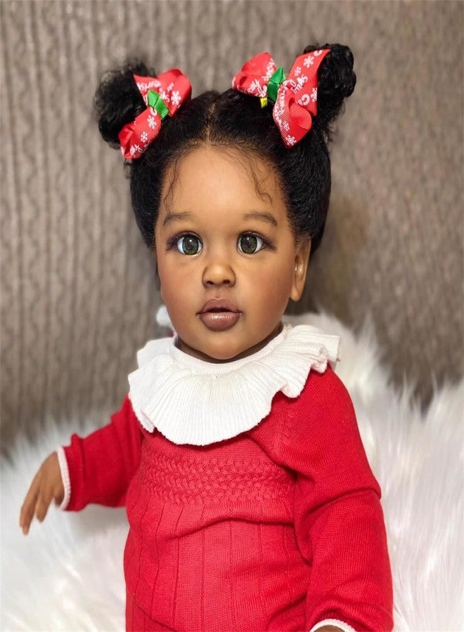 GYCV Reborn Toddler Dolls Black Girl 26 Inch Lifelike Black Reborn Baby Dolls with Curly Hair Realistic Toddler Dolls Girl Weighted Real Life Baby Doll Toys Birthday for Kids - Image 4