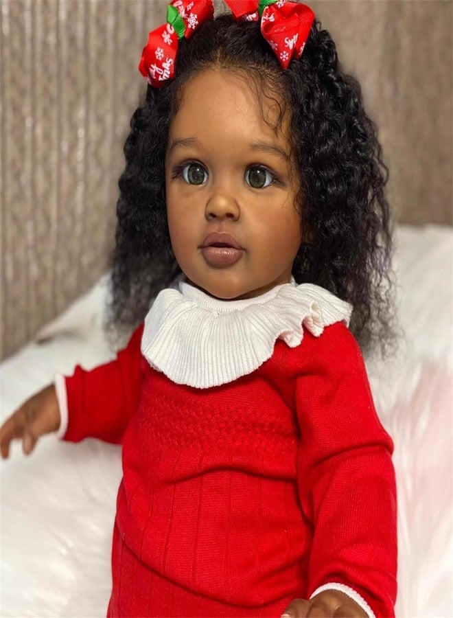 GYCV Reborn Toddler Dolls Black Girl 26 Inch Lifelike Black Reborn Baby Dolls with Curly Hair Realistic Toddler Dolls Girl Weighted Real Life Baby Doll Toys Birthday for Kids - Image 5