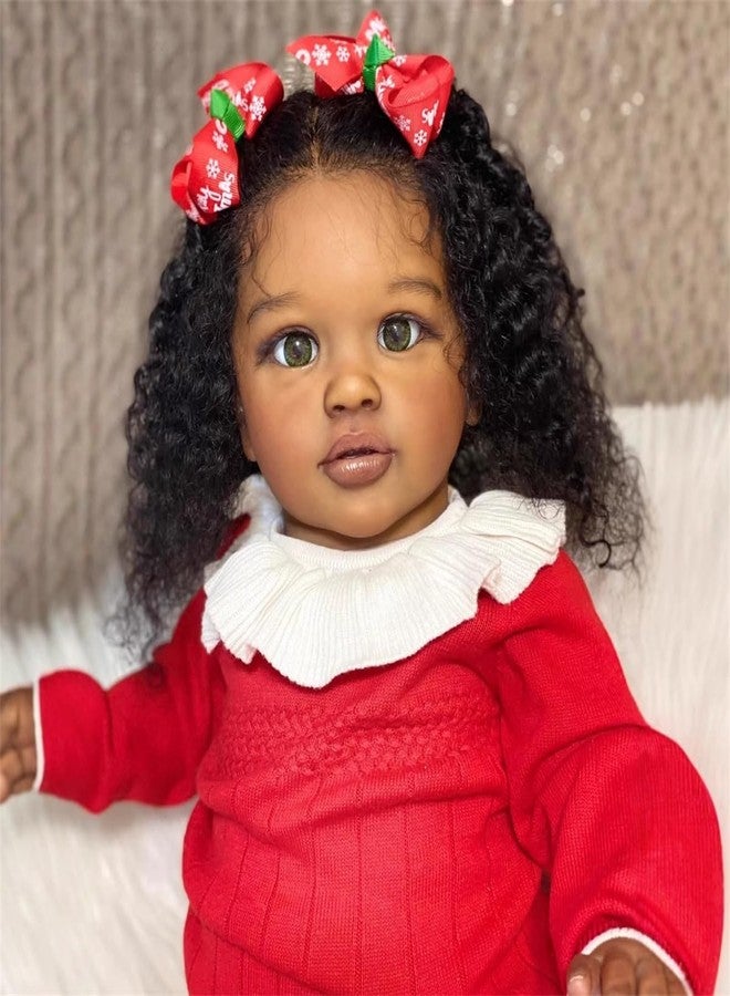 GYCV Reborn Toddler Dolls Black Girl 26 Inch Lifelike Black Reborn Baby Dolls with Curly Hair Realistic Toddler Dolls Girl Weighted Real Life Baby Doll Toys Birthday for Kids - Image 1