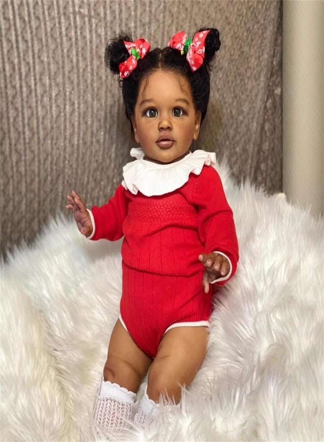 GYCV Reborn Toddler Dolls Black Girl 26 Inch Lifelike Black Reborn Baby Dolls with Curly Hair Realistic Toddler Dolls Girl Weighted Real Life Baby Doll Toys Birthday for Kids - Image 3