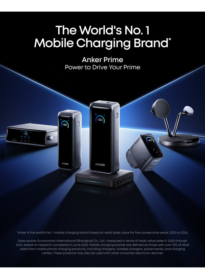 أنكر Anker Prime Power Bank and Charging Base, 26,250mAh 300W Max Portable Charger with Base for 6 Devices, Two-Way Charging, TSA-Approved, App Control, for MacBook, iPhone 17/16 Series, and More Phantom Gray - Image 4