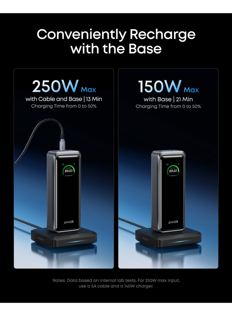 أنكر Anker Prime Power Bank and Charging Base, 26,250mAh 300W Max Portable Charger with Base for 6 Devices, Two-Way Charging, TSA-Approved, App Control, for MacBook, iPhone 17/16 Series, and More Phantom Gray - Image 3