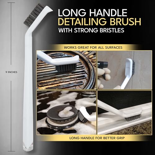 The Crown Choice Grout Cleaning Brush Set (4 Pcs) Heavy Duty Hand Grout Scrub Brush & Detail Cleaning Brush Set for Baseboards,Floor, Corners, Shower, Bath Tub & Tiles - Image 3