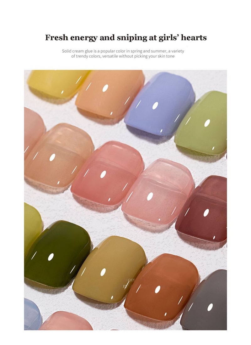 Miss Gooey Gel Nail Polish Set With UV Light 6 Colors Cream Solid Kit Brush Art Neutral Nude Glossy Glitter Soak Off DIY Manicure At Home For Nails Travel Size  - Image 4