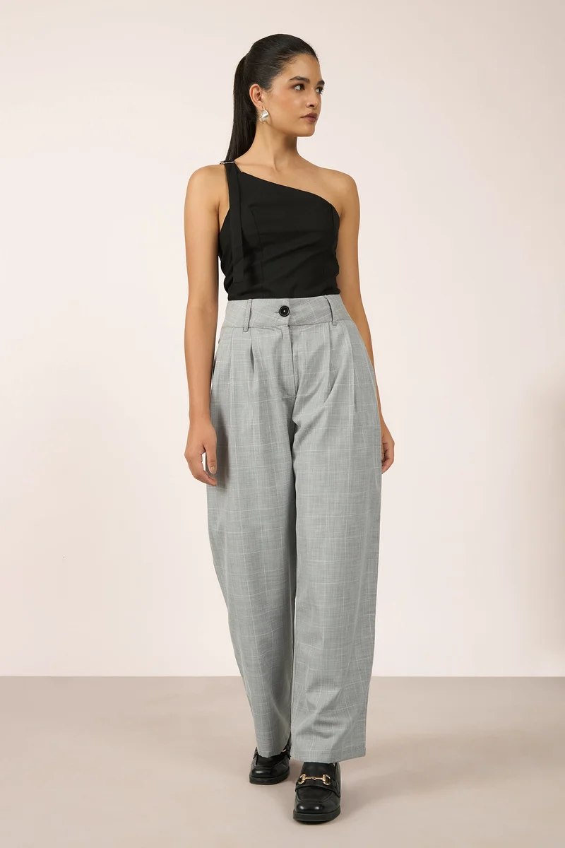 Virgio Solid Viscose Stretch Grey Flared Pant for Women