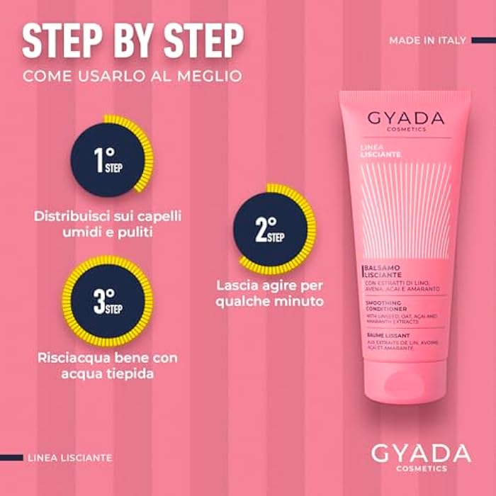 GYADA COSMETICS Smoothing Hair Conditioner, Lightweight Anti-Static Formula with Linseed, Oat, Acai, Amaranth Extracts, 6.76 fl oz - Image 3