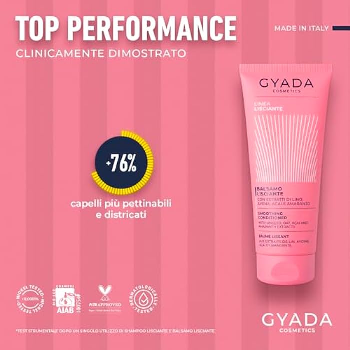 GYADA COSMETICS Smoothing Hair Conditioner, Lightweight Anti-Static Formula with Linseed, Oat, Acai, Amaranth Extracts, 6.76 fl oz - Image 4