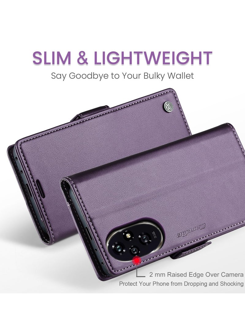 CaseMe Phone Case Luxury PU Leather Design Anti Fingerprint 023 Flip Cover Card Slot Holder Cover For Honor 200 (Purple) - Image 5