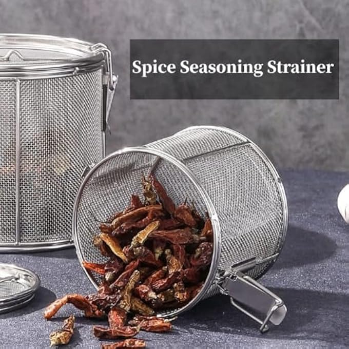 Bukela Seasoning Strainer Stainless Steel Spice Filter Cooking Spice Filter Mesh Design Tea Ball Strainer Soup Seasonings Seperation Basket Filters With Chain Hook For Home Restaurant 10 * 10Cm - Image 2