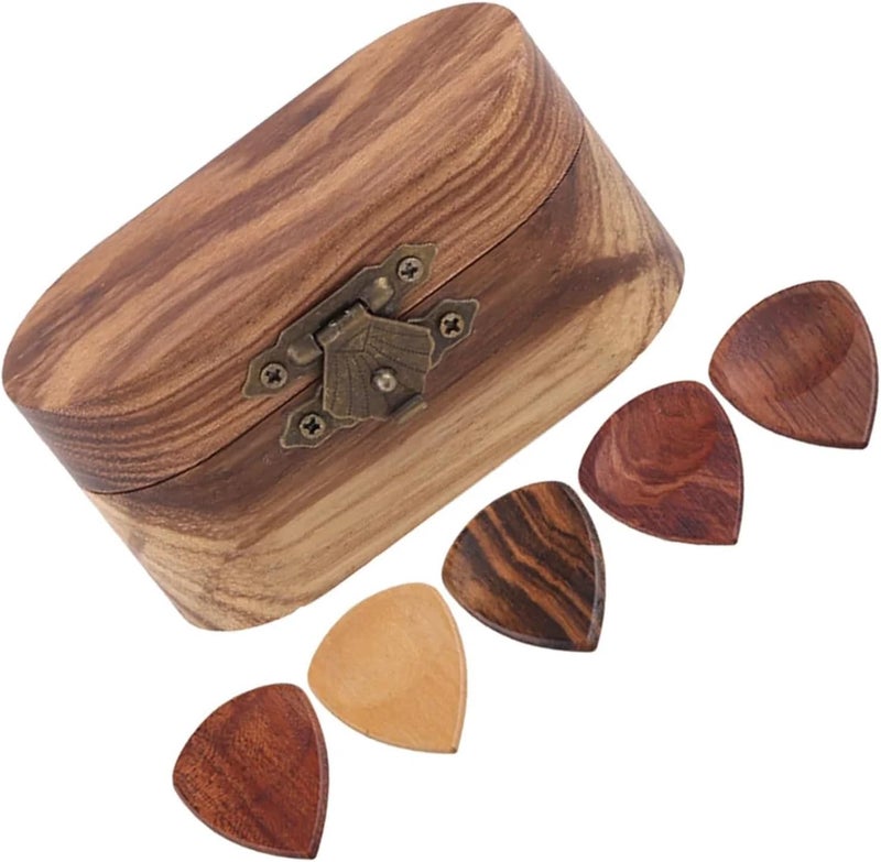 Wooden Guitar Picks 5pcs Bass Guitar Picks for Acoustic Guitars Electric Accessories Wood and Folk Thick For Stringed Instruments - Image 1