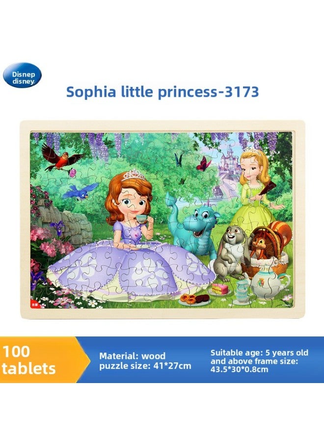Disney Wooden Puzzle Children Sophia Boys And Girls Toddler Educational Toys Cartoon 100 Pieces 3-5-8 Years Old-Color:3170 Mickey 100-wooden Puzzle - Image 2