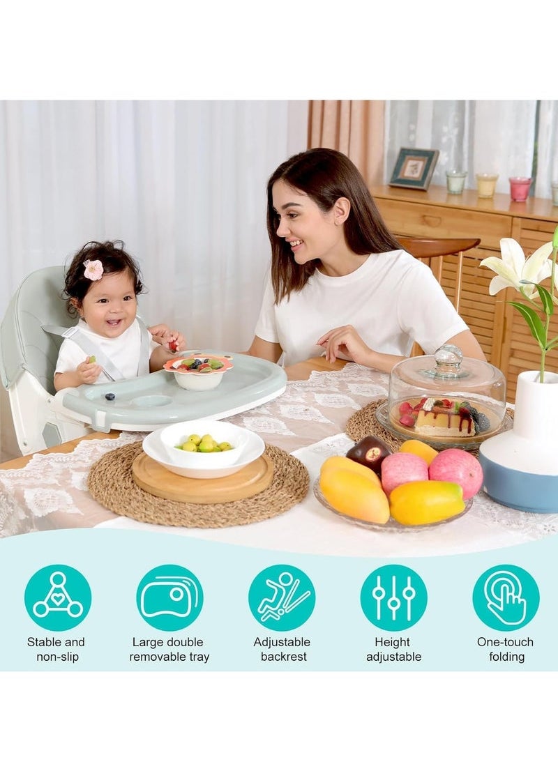 Captaintech Chair for Babies and Toddlers, 3-in-1 High Chairs with Five Point Seat Belt and Double Large Tray, Adjustable Foldable Baby High Chair for Ages 6 Months and Up  - Image 5
