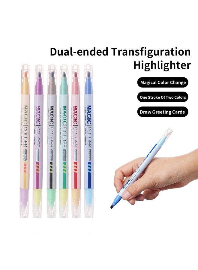 SHANDS 12pcs Magic Color Changing Highlighter and Pen Set, Dual-Tip Drawing Markers for Easy Color Change, Colorful Chisel Markers for Students and Office Supplies, Bullet Journaling Kit, Artistic Drawing Se - Image 4