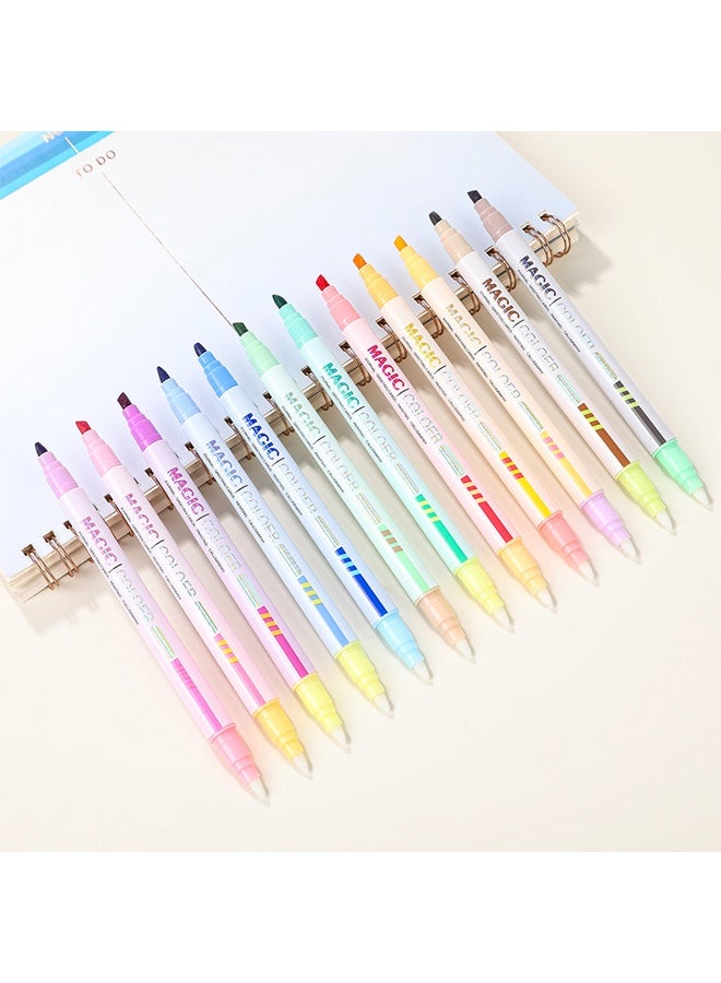 SHANDS 12pcs Magic Color Changing Highlighter and Pen Set, Dual-Tip Drawing Markers for Easy Color Change, Colorful Chisel Markers for Students and Office Supplies, Bullet Journaling Kit, Artistic Drawing Se - Image 2