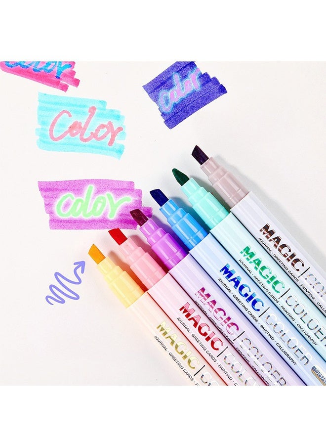 SHANDS 12pcs Magic Color Changing Highlighter and Pen Set, Dual-Tip Drawing Markers for Easy Color Change, Colorful Chisel Markers for Students and Office Supplies, Bullet Journaling Kit, Artistic Drawing Se - Image 3