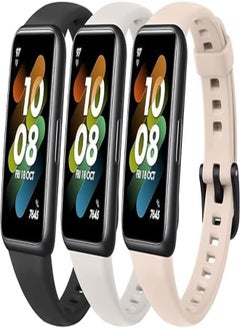 Next Next Store Silicone Strap Compatible with Huawei Band 7, Ultra Breathable Waterproof Sport Strap for Band 7 Unisex (3 Pack) 