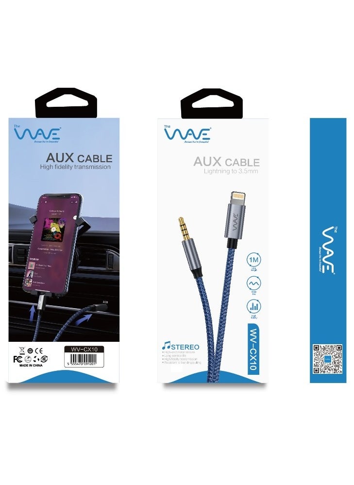 Wave - Lightning to 3.5 mm Aux Cable iPhone 3.5mm Headphones Jack Adapter Male Aux Stereo Audio Cable for iPhone 14 13 12 11 XS XR X 8 7 iPad iPod to Car/Home Stereo, Speaker, Headphone - Image 1