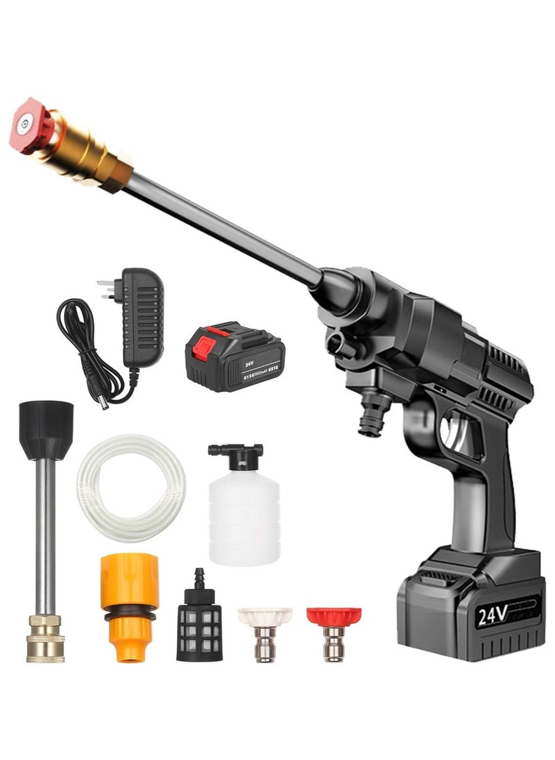 24V Cordless Portable Washer Electric High Pressure Cleaner Machine 200W 30Bar Lithium Handheld Car Cleaning Device With Foam Generator Nozzle Water Pump - Image 1