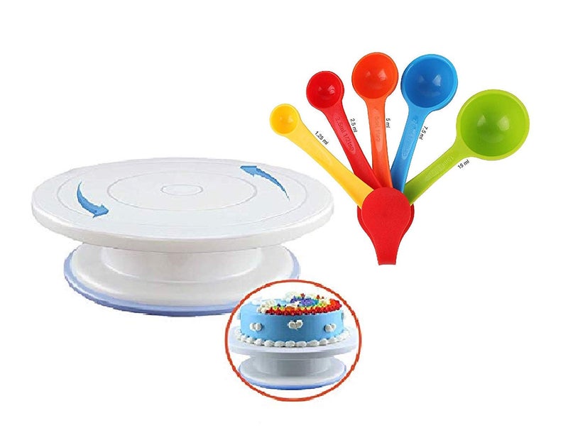 MASTER ROYAL BACKNCOOK TOOLS Marvino Cake Decorating 360 Rotational Revolving Turntable with Small Spoon
