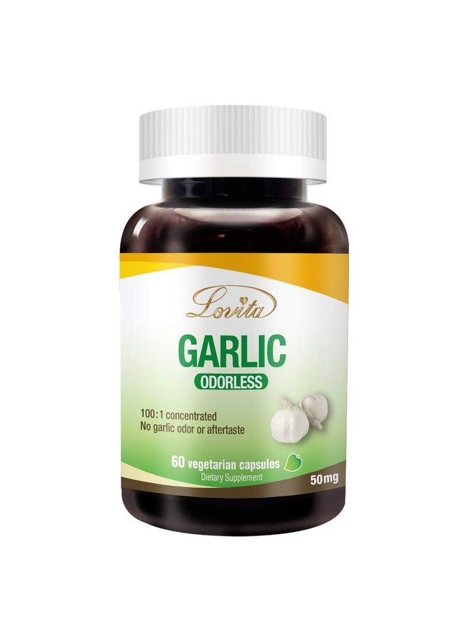 Lovita Odorless Garlic 5000Mg Maximum Strength With 1.25% Allicin Powerful Immune And Cardiovascular System Support Formula 60 Vegetarian Capsules (2 Month Supply) - Image 1