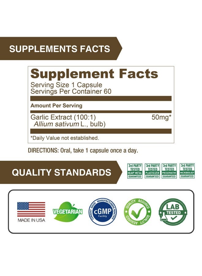 Lovita Odorless Garlic 5000Mg Maximum Strength With 1.25% Allicin Powerful Immune And Cardiovascular System Support Formula 60 Vegetarian Capsules (2 Month Supply) - Image 3