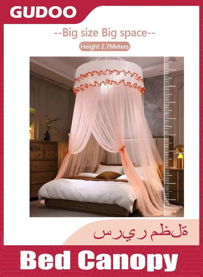 GUDOO Bed Canopy Elegant Lace Round Sheer Mesh Bed Bedspread Round Hoop Bed Canopy Mosquito Net For Single To King Size Bed Curtain 150centimeter  - Image 4