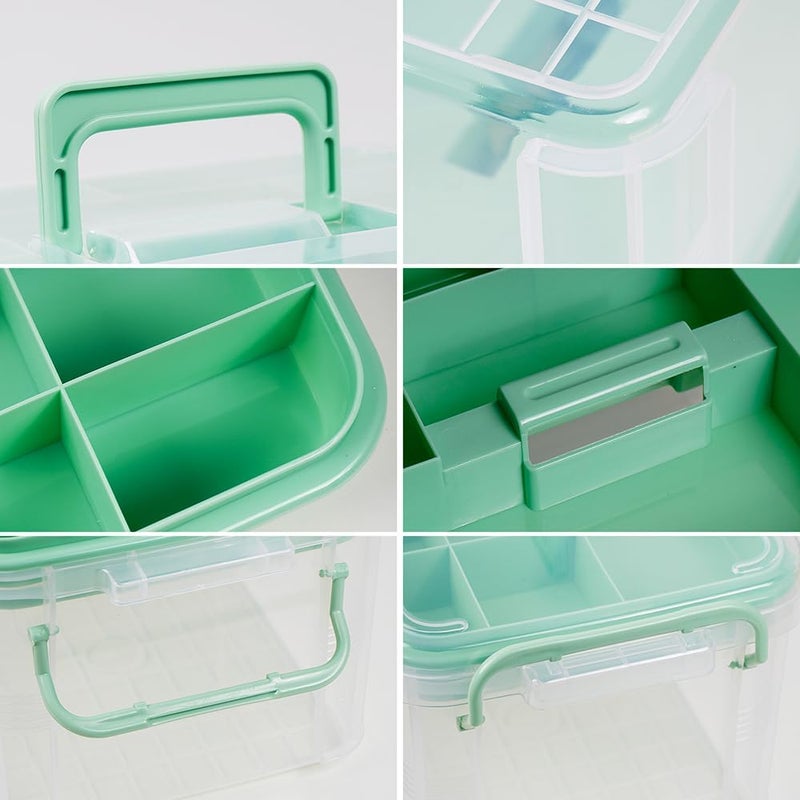 HEY FOLY 15qt Clear Medicine Organizer Storage Box with Tray, Plastic First Aid Box Empty, Thickened Medicine Container Chest, Multipurpose Medical Case with Labels, Medicine Caddy with Lids Handles - Image 4