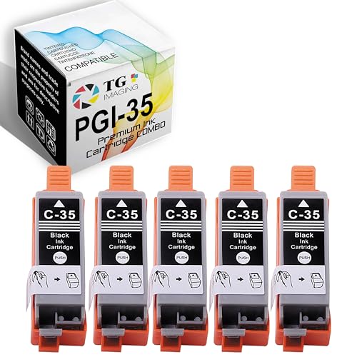 TG Imaging Compatible PGI35 Ink Cartridge Black Replacement for Canon 35 36 Ink PGI-35 CLI-36 for PIXMA IP100B IP100 IP110 Printer (Black, 5 Pack) - Image 1
