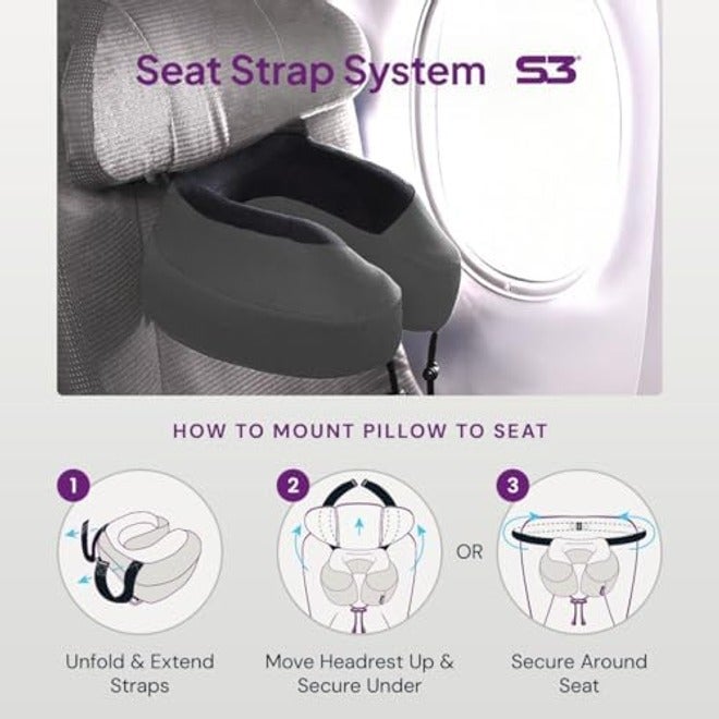 Cabeau Evolution S3 Travel Pillow - Memory Foam Neck Support for Airplane, Car, Home & Office - Jet Black - Image 5