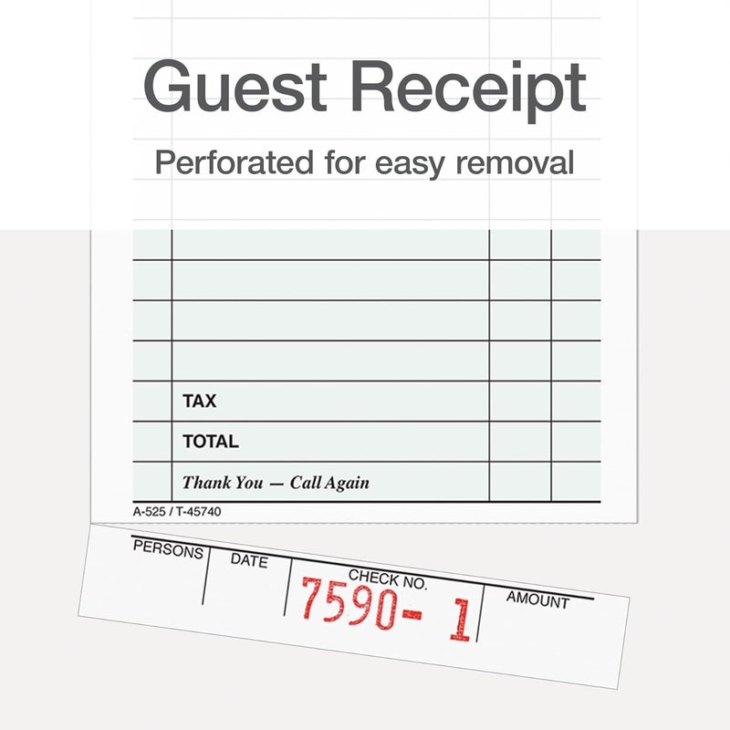 Adams Guest Check Pads - Single Part, Perforated, White, 3-2/5" x 6-3/4", 50 Sheets/Pad, 5 Pads/Pack - Image 5