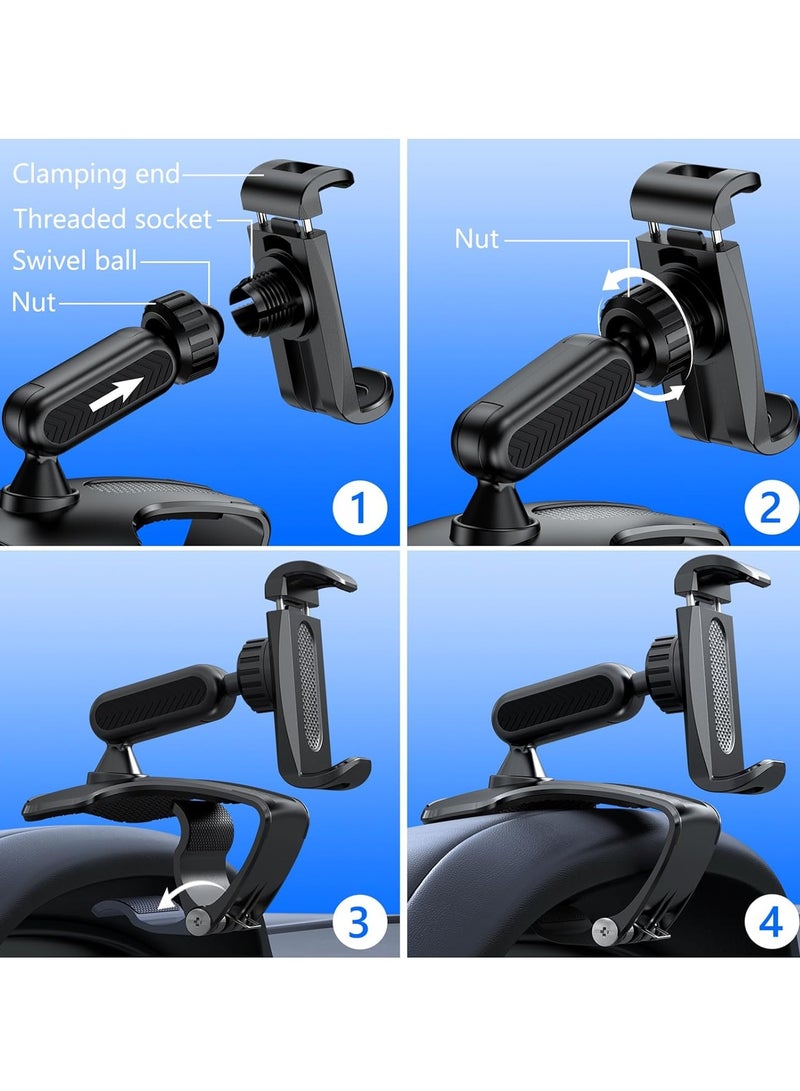 General Car Dashboard Phone Clip Holder, 360° Rotating Dash Steering Wheel Cell Phone Clamp Mount Stand Compatible with 4-7 Inch Smartphones (Black)  - Image 3