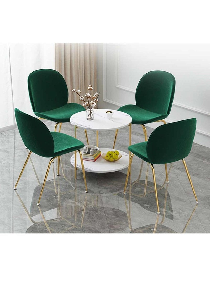 Generic 2 Tier White Side Table, Golden Iron Living Room Coffee Table Round Coffee Table Sofa Side Table Bedroom Bedside Table  - Image 4