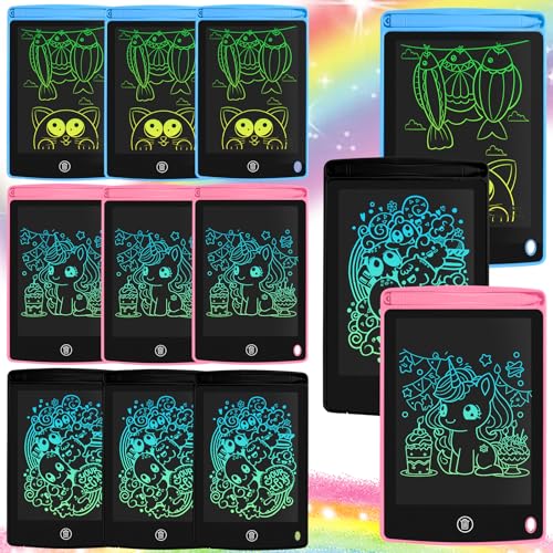 Pnsicei 12 Pack LCD Writing Tablet for Kids 65 inch Colorful Drawing Board with OneClick Erase Lock and Stylus No Blueray Screen Drawing Pad Toy for Ages 312 Boys and Girls Gifts Pink Blue Black - Image 1