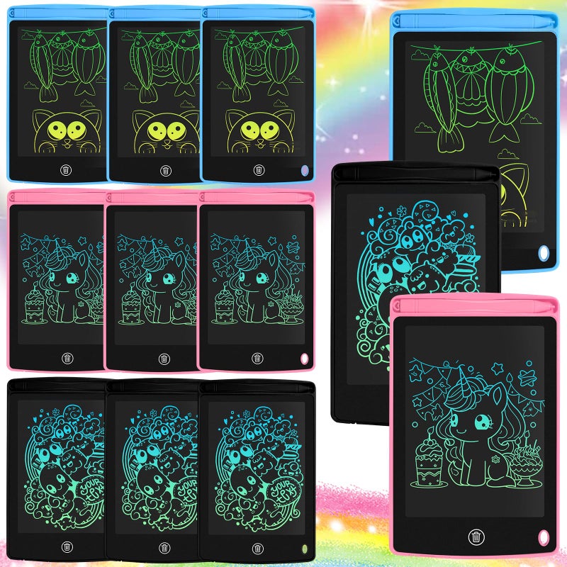 Pnsicei 12 Pack LCD Writing Tablet for Kids 65 inch Colorful Drawing Board with OneClick Erase Lock and Stylus No Blueray Screen Drawing Pad Toy for Ages 312 Boys and Girls Gifts Pink Blue Black - Image 2