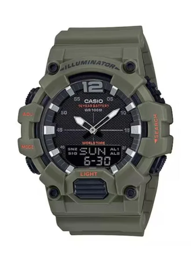 CASIO Men's Analog-Digital Display Watch With Green Resin Strap - HDC-700-3A2VDF