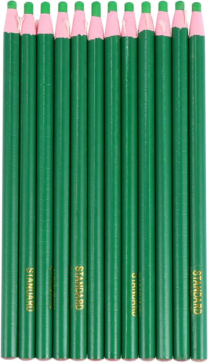 woobles China Marker Peel- Off China Markers Set Tailors Chalk Pencil Crayon Sewing Embroidery Pen Invisable Leather Fabric Marker for Sewing Quilting Stitching Green Grease Pencil Green - Image 1